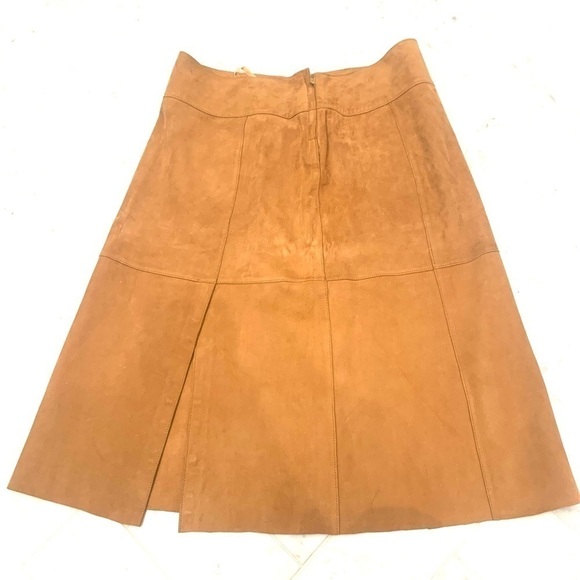 𝅺inc beautiful SUEDE MIDI SKIRT .. w/ front kick pleat slit size 4P … VGUC - Picture 1 of 14